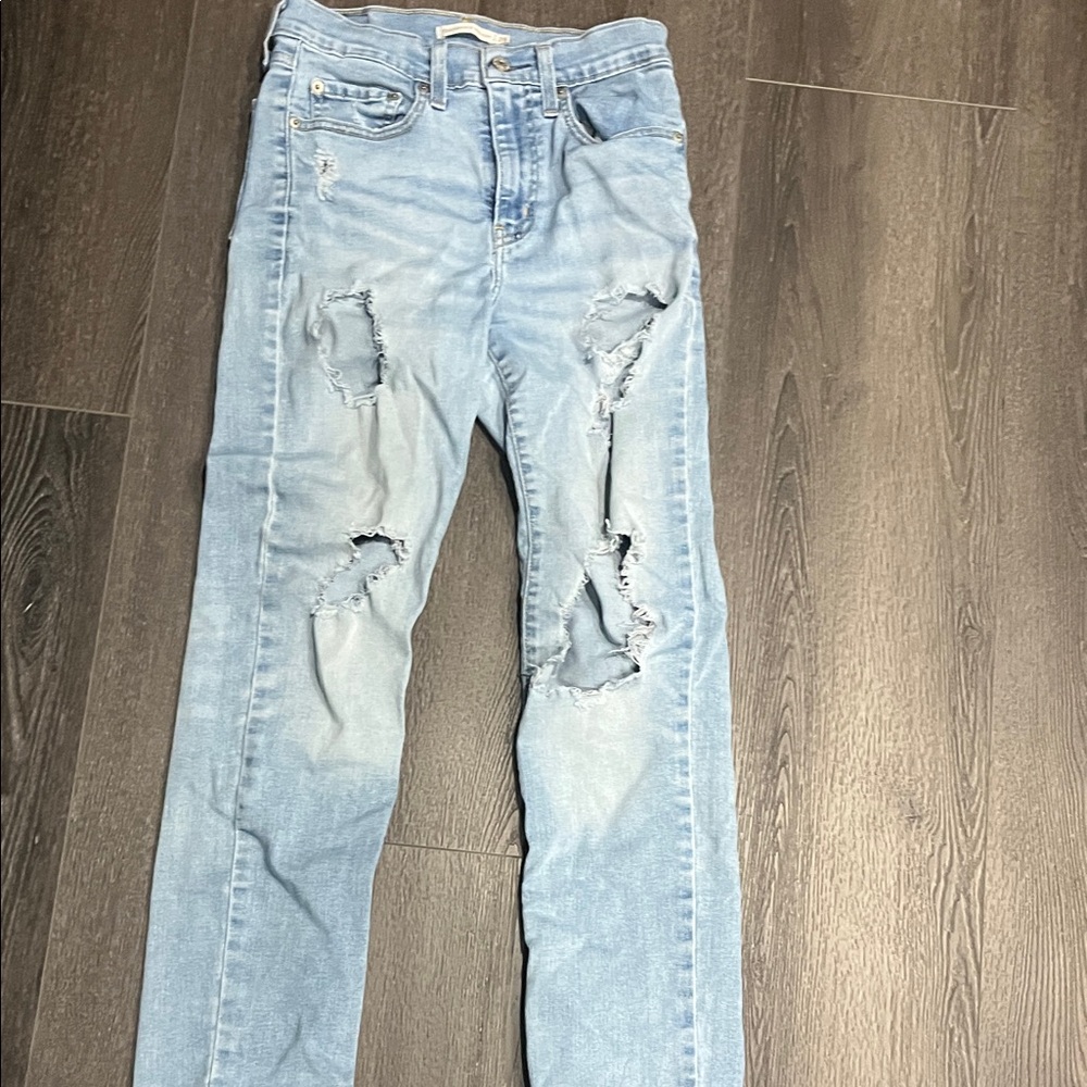 Levi's Light Blue Distressed Skinny Jeans